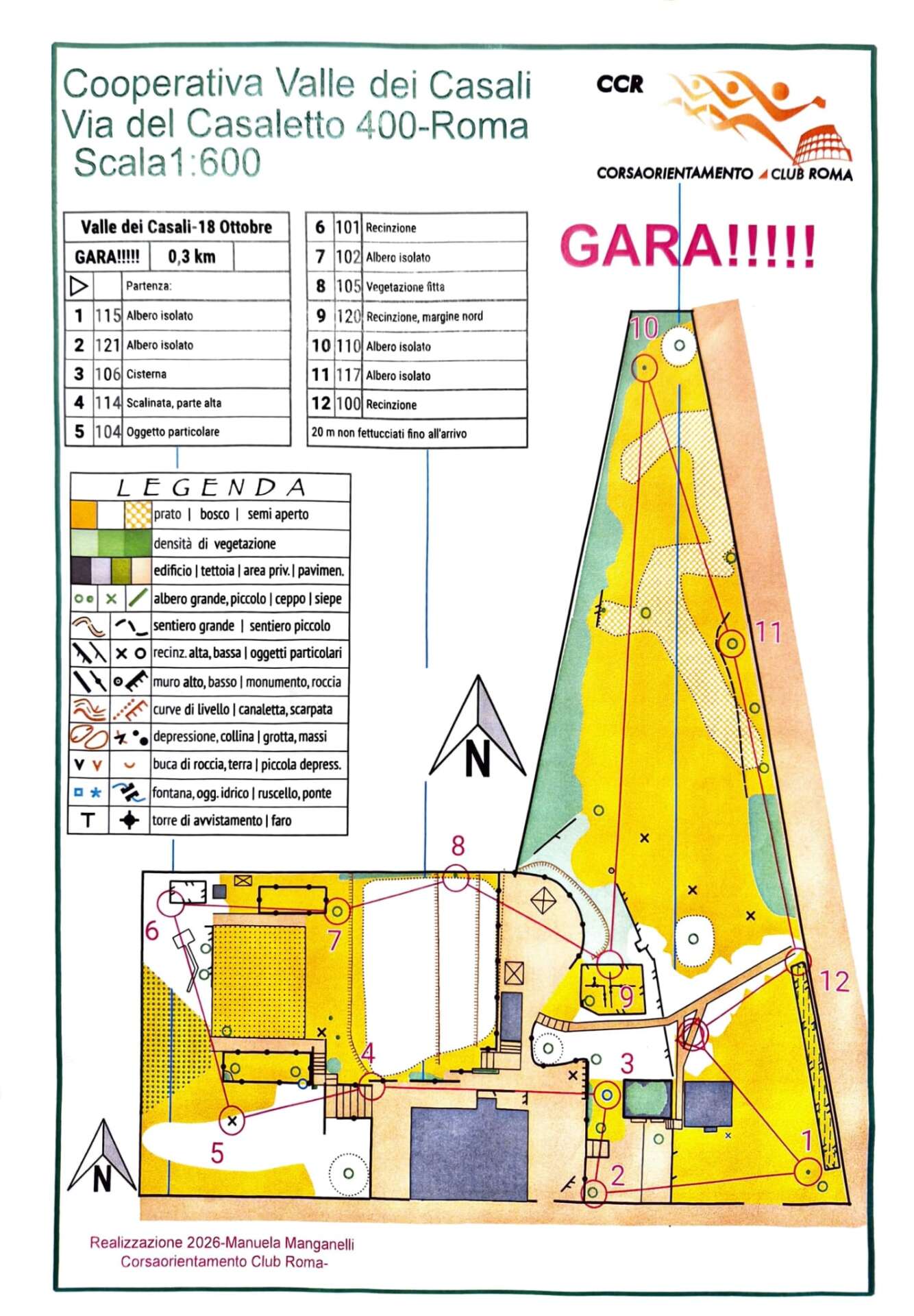 mappa orienteering Casa del Parco